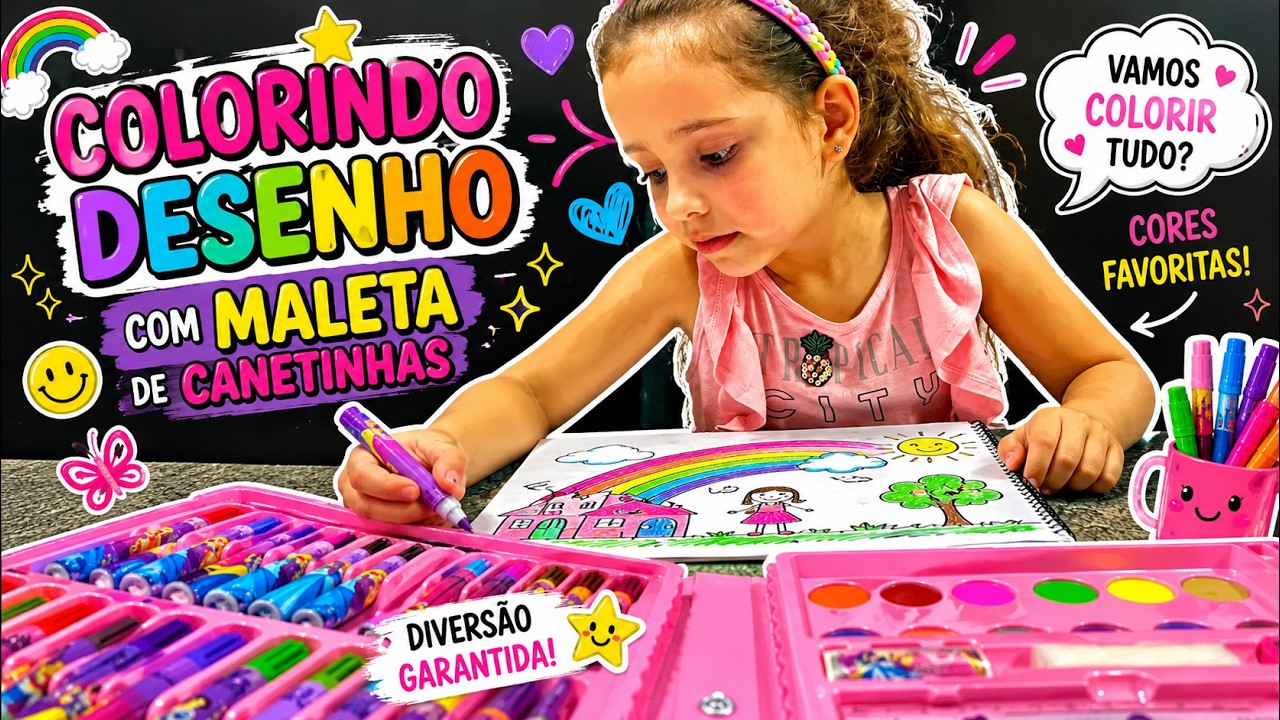 COLORINDO DESENHO COM MALETA DE CANETINHAS