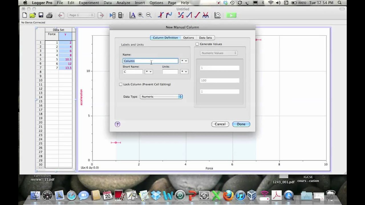 error bars with logger pro