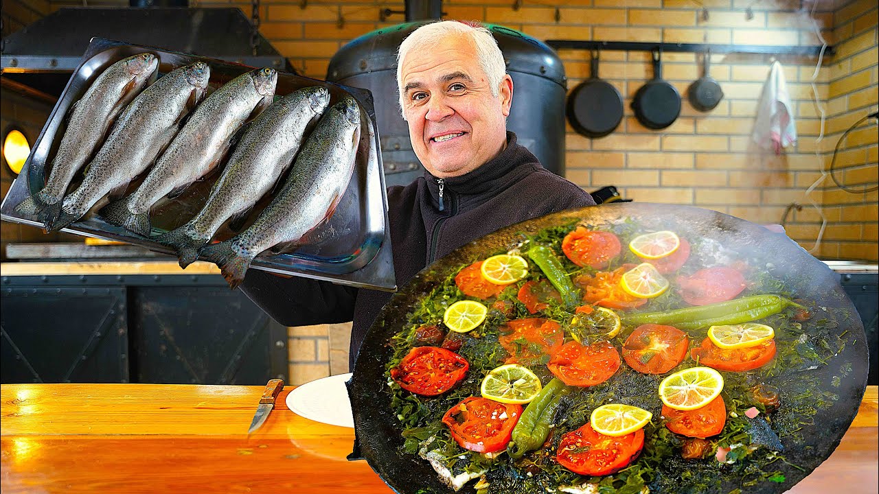 ВКУСНЕЙШАЯ ФОРЕЛЬ с ЧЕСНОКОМ и ЗЕЛЕНЬЮ, СЫРДАК. ENG SUB