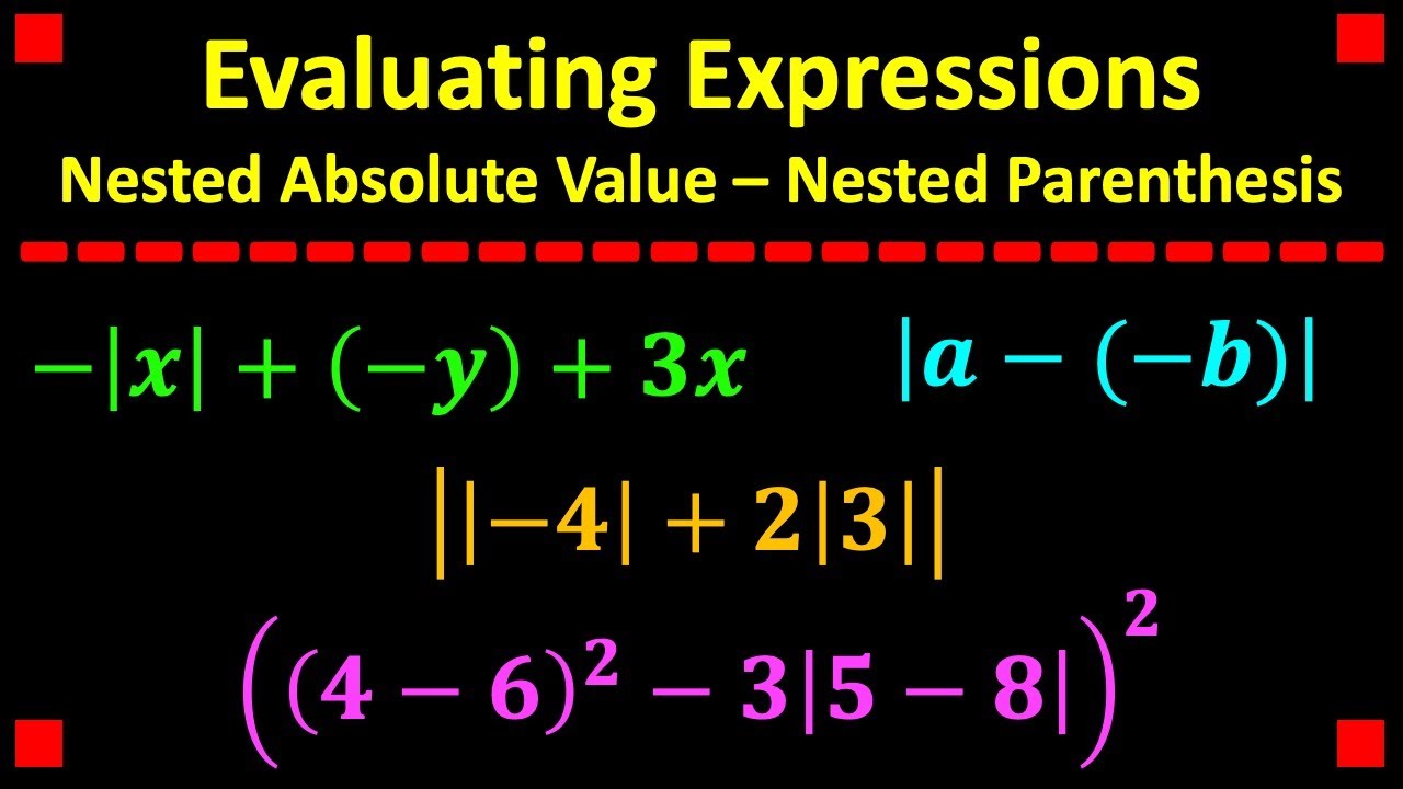 Evaluating Expressions & Using Nested Absolute Value Bars & Nested Parenthesis