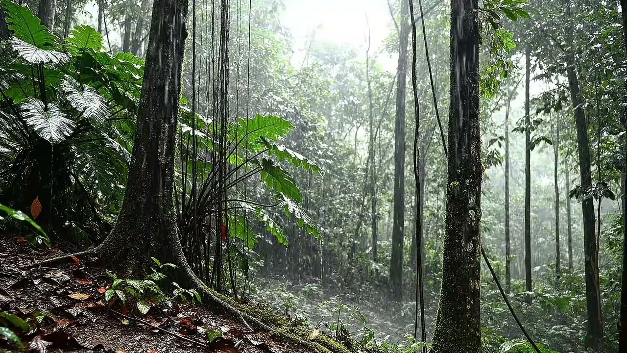 Heavy Rain in the Tropical Forest | Instant Stress Relief & Deep Sleep