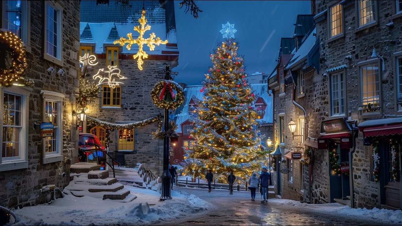 🇨🇦 4K Magical Quebec City & Christmas Market Night Walk 🎄
