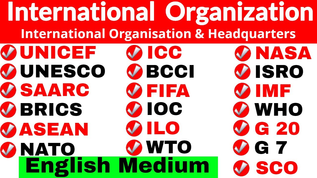 International Organisation & Headquarters | organizaion and headquarters | Gk in english | Gk Tricks