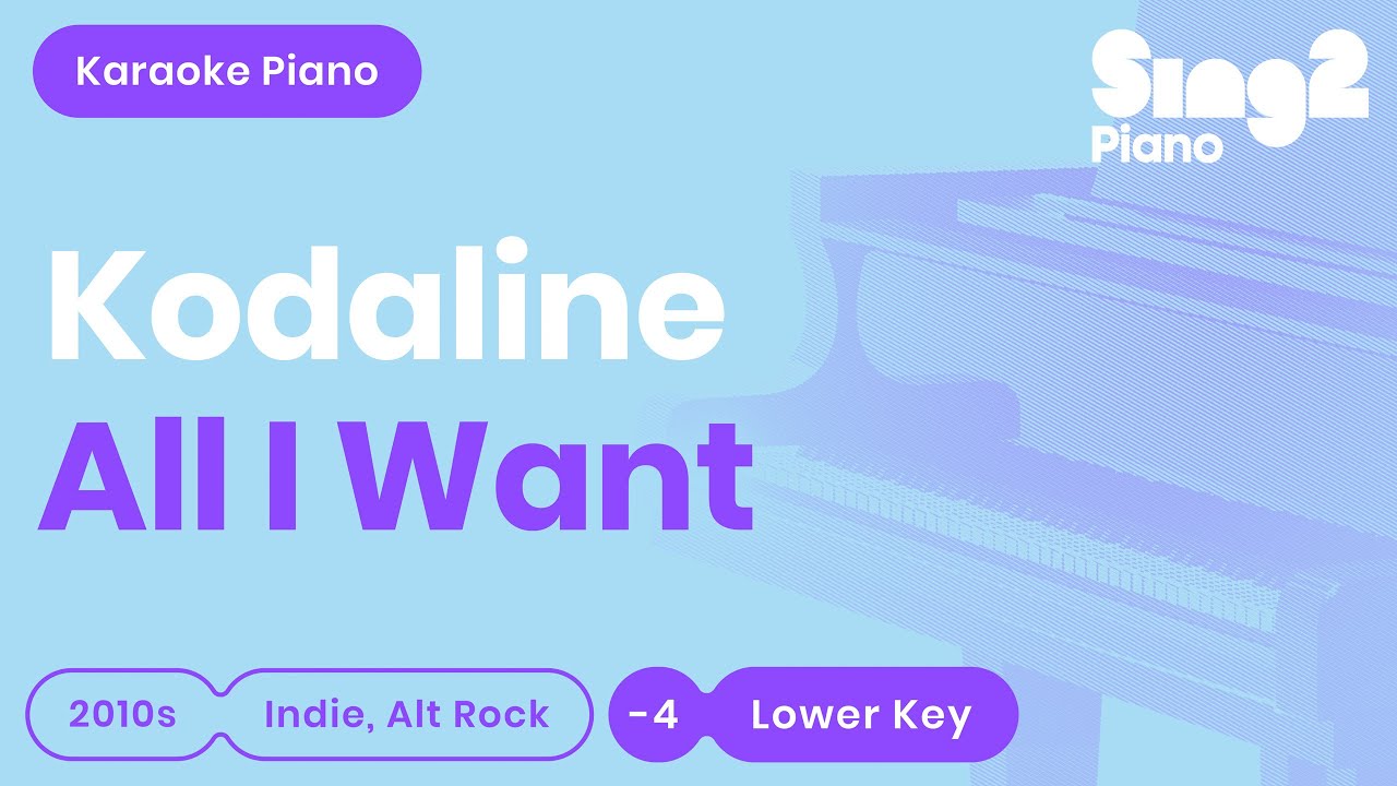 Kodaline - All I Want (Lower Key) Piano Karaoke