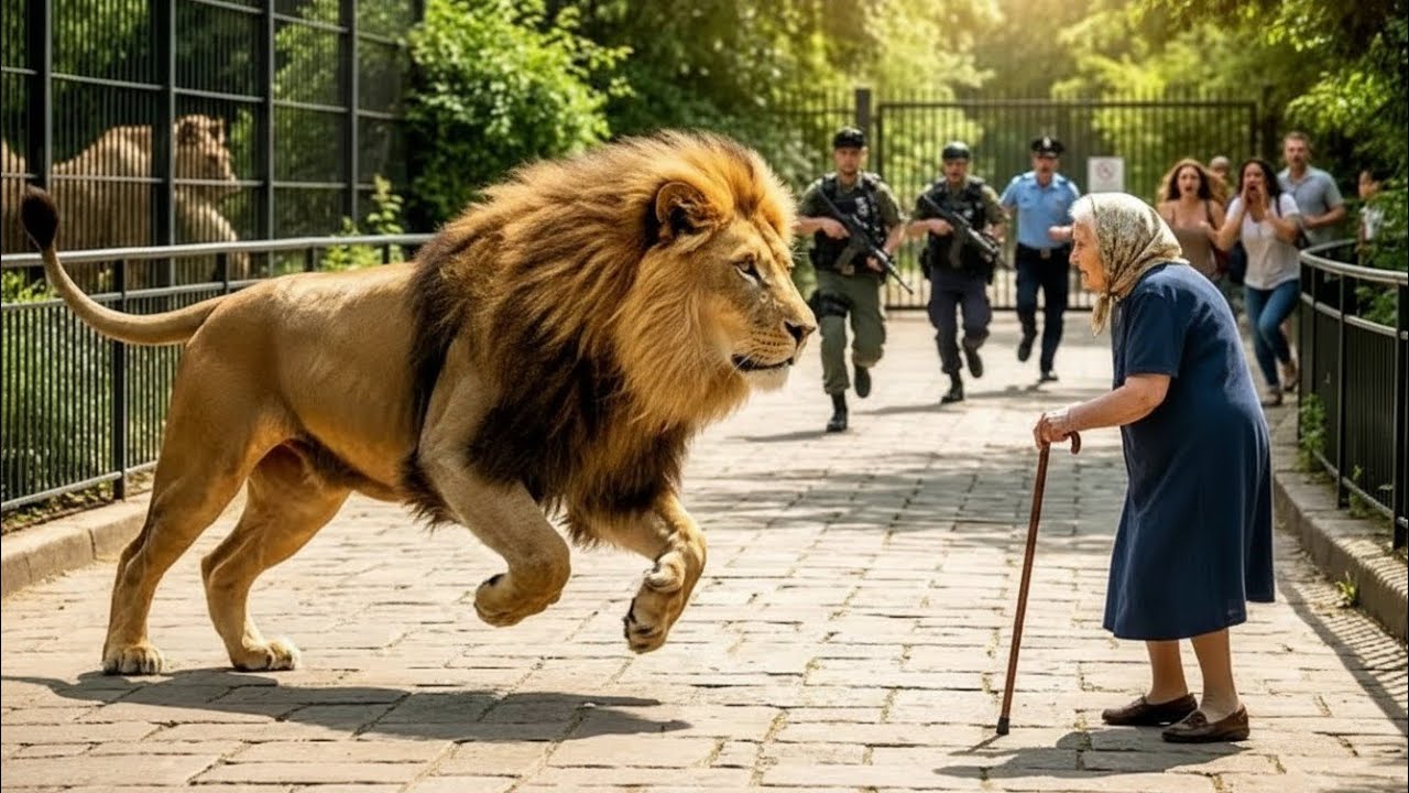A Lion breaks out of Zoo—Everyone ran except One old woman—What happened next will shock you#tales