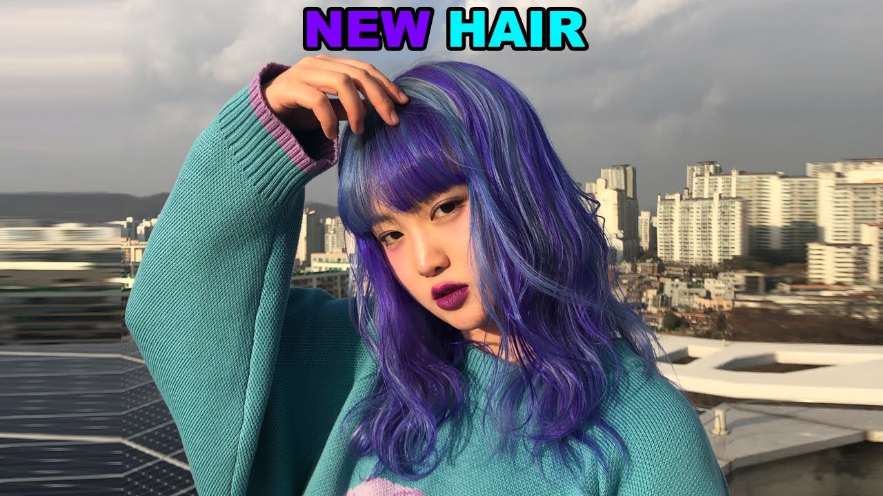NEW HAIR 보라색 하늘색 반반 머리 염색ㅣ구효민HYOMINKOO