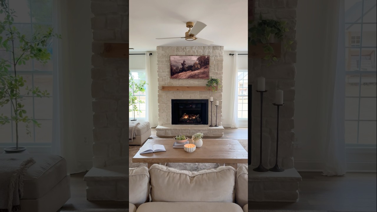 DIY fireplace makeover!! I went with stone & I love the new look!! 