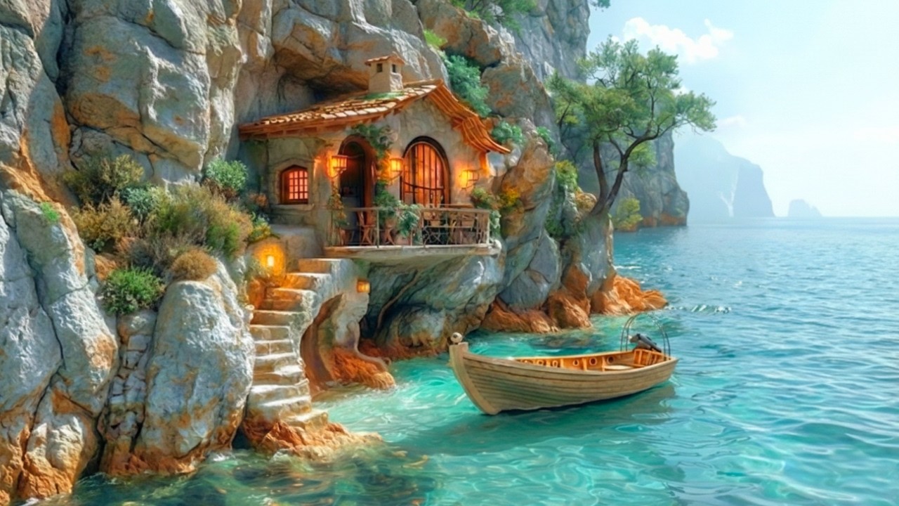 This man built an IMPOSSIBLE shelter between white rocks on a sea slope
