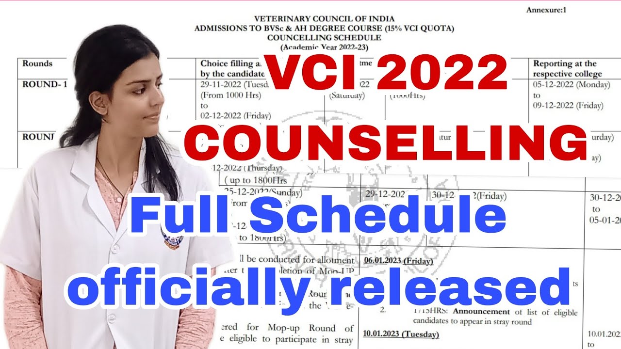 Big Announcement! VCI Counselling 2022 Official Schedule released for admission in BVSc & AH Course🤩