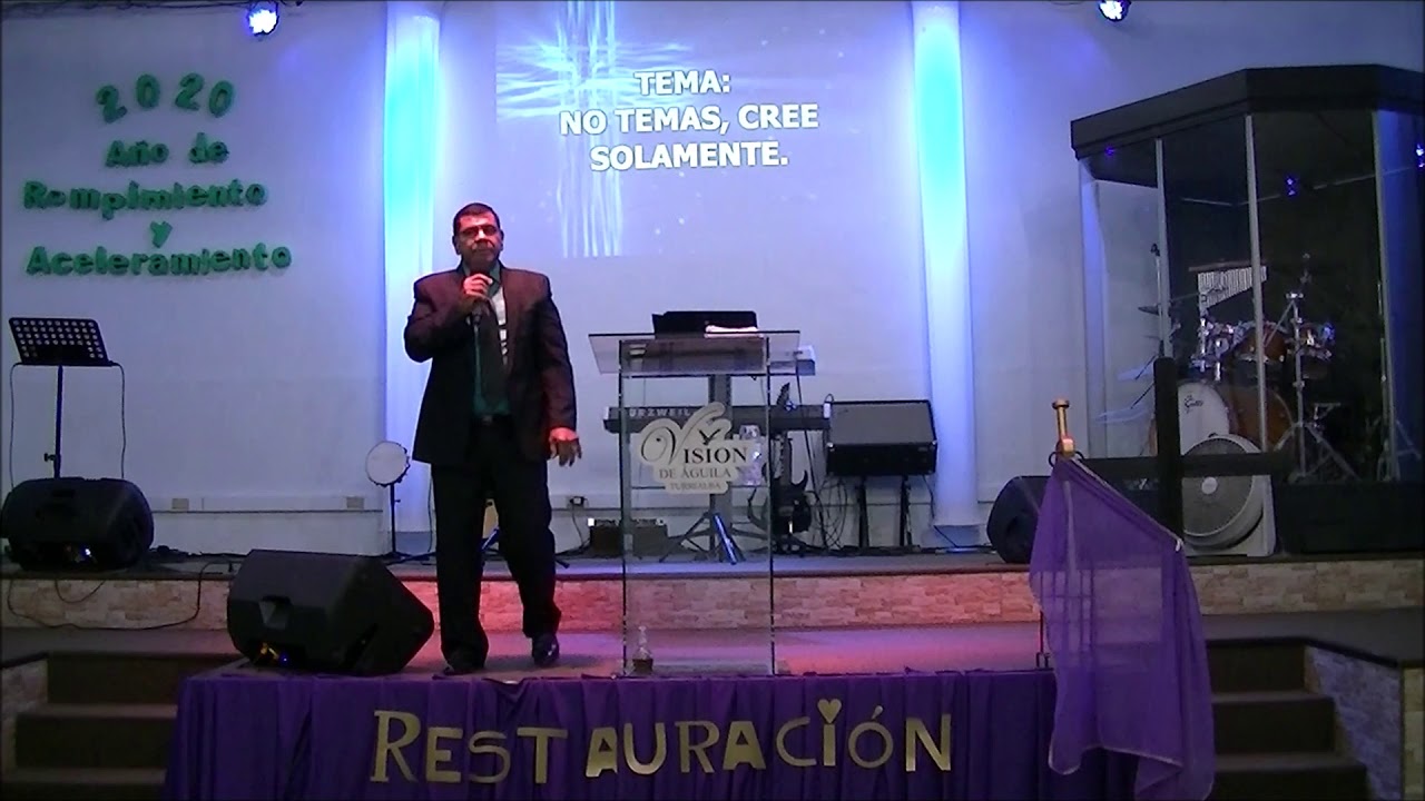 Título: No temas,  cree solamente.  Cita: Marcos 5: 35-41.  Pastor: Juan Calero.