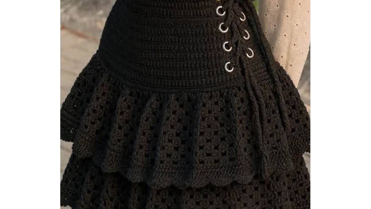 Saia de crochê com babados. Parte 1