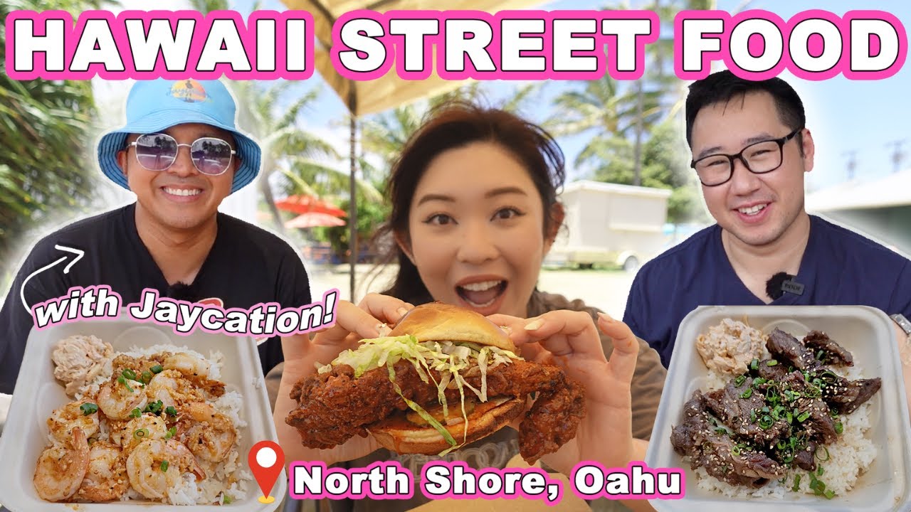 HAWAII STREET FOOD TOUR in North Shore! || [Oahu, Hawaii] Garlic Shrimp and Chicken Sandwiches!