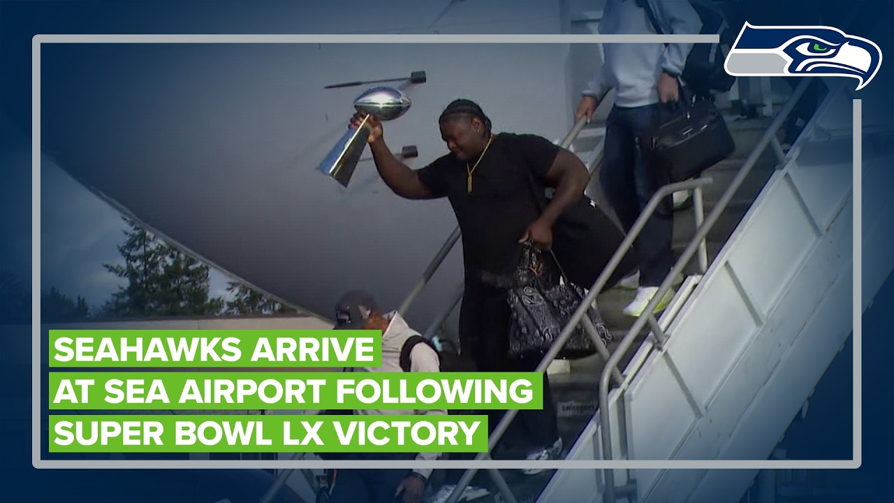 Seattle Seahawks arrive at SEA Airport following Super Bowl win