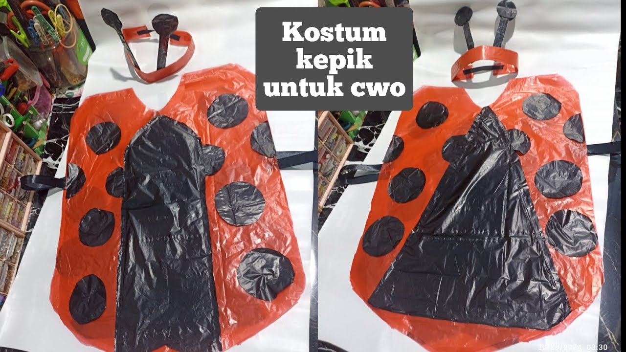 kostum daur ulang anak laki laki motif kepik /kostum kresek anak laki2/kostum daur ulang