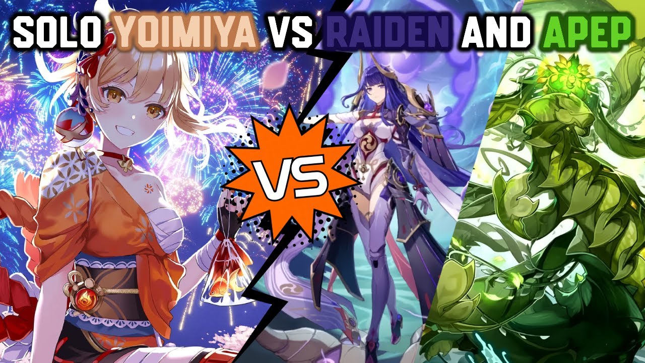 Solo C0R1 Yoimiya vs Raiden Shogun and Guardian of Apep's Oasis Without Food Buff | Genshin Impact