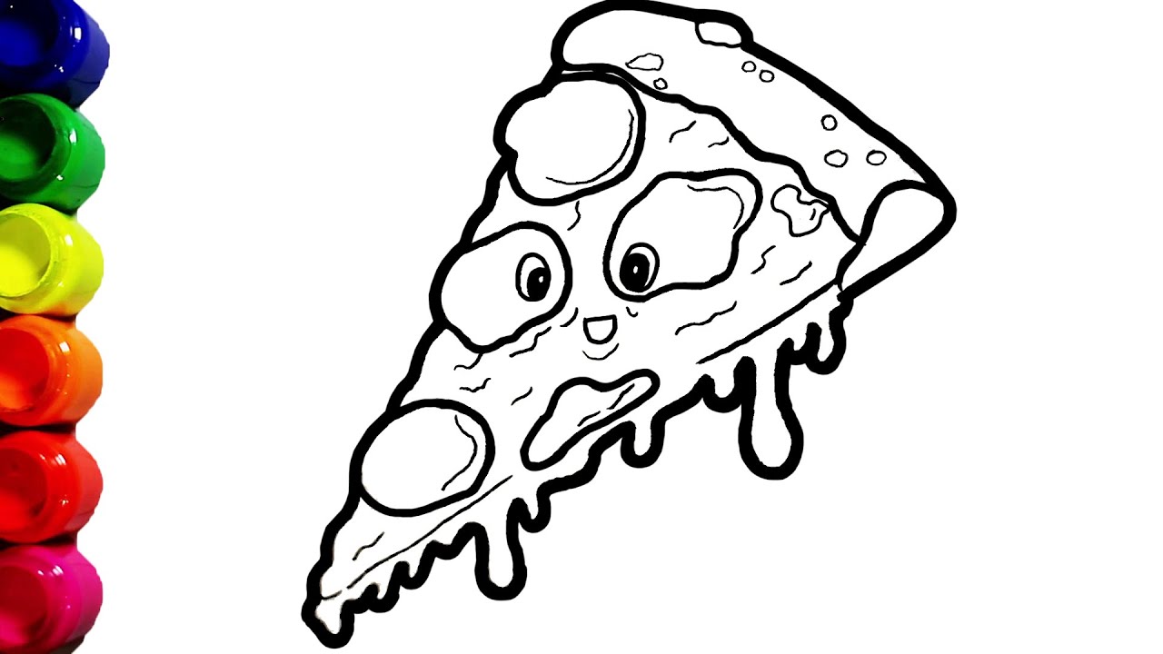 Cute Pizza Drawing and Paiting for Kids, Toddlers Easy Draw ♡ sunny kids art ♡