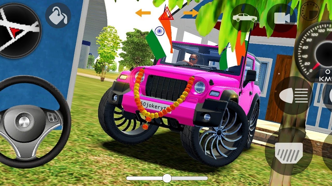 Indian Car Simulator 3d Gadi wala game me Pink Modified Mahindra Thar stunt and offroading 👿