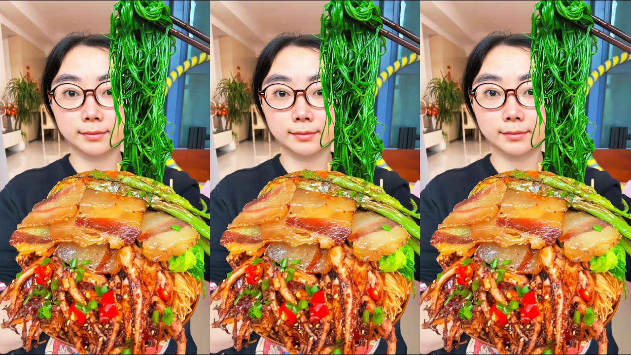 【MUKBANG】SPICY BRAISED PORK BELLY | EATING SHOW | CHINESE FOOD | 食べる|吃播 
