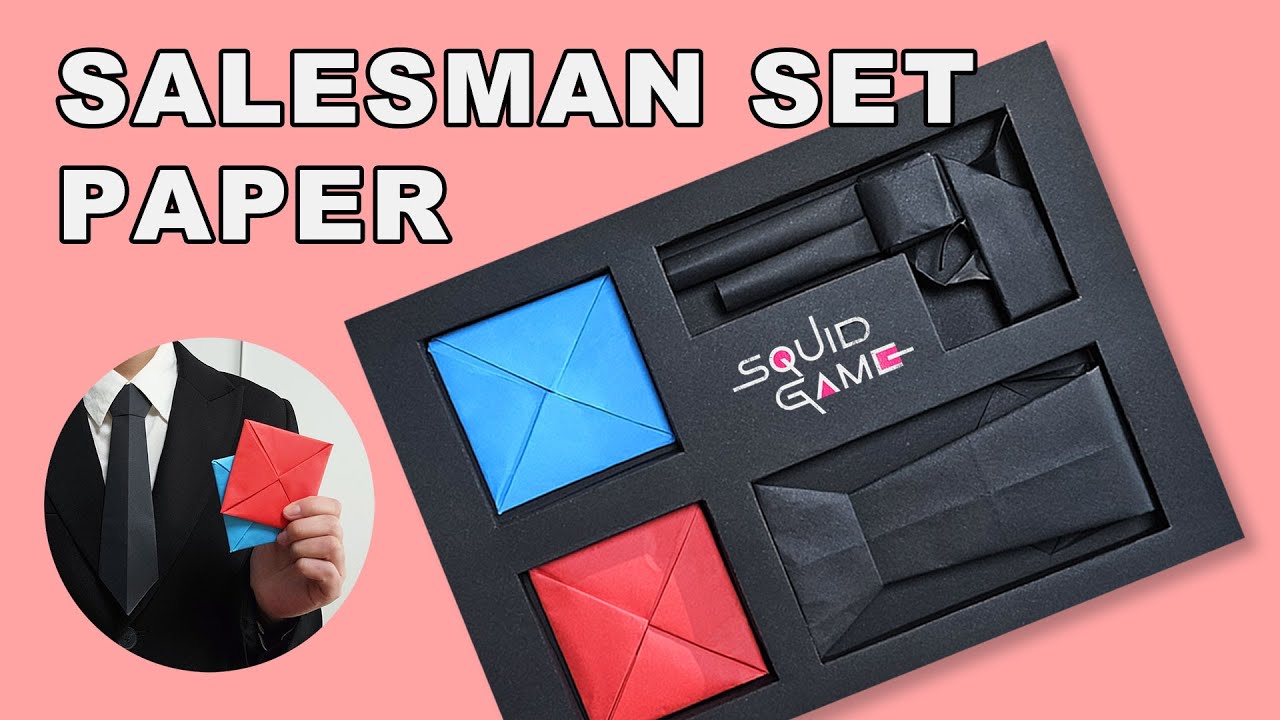 Paper Salesman Set - Tutorial | Squid Game |  A4 DDAKJI |  Tie |  Revolver