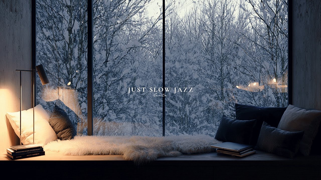 Snowy window, slow jazz and peaceful winter moments | Winter Jazz Playlist