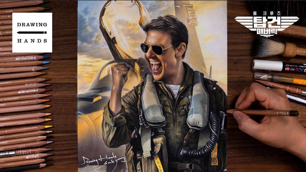 탑건: 매버릭 - 톰 크루즈 그리기 (Drawing Top Gun: Maverick - Tom Cruise) [Drawing Hands]