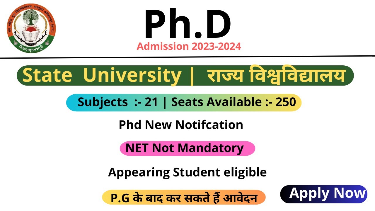 PhD new admission notification 2023-24 | govt university | phd admission 2023 | PhD application 2023