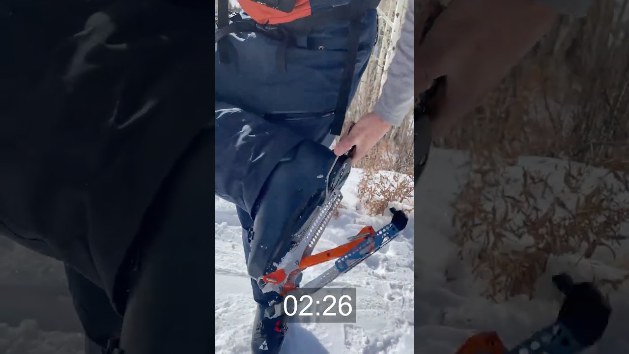No Pins & No Walk mode boots needed - Downhill to Uphill ski touring setup in 12 Seconds