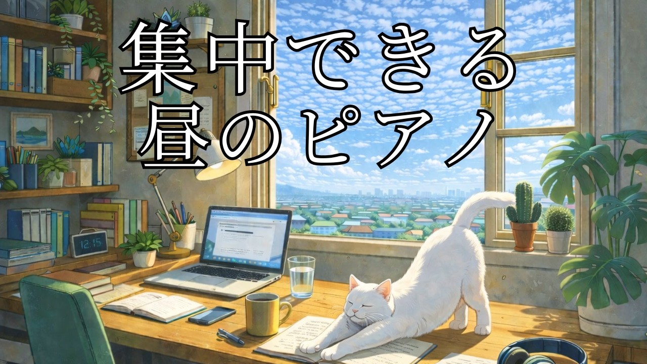 【作業用BGM】１５分で集中出来るピアノBGM｜猫と淡々と作業する