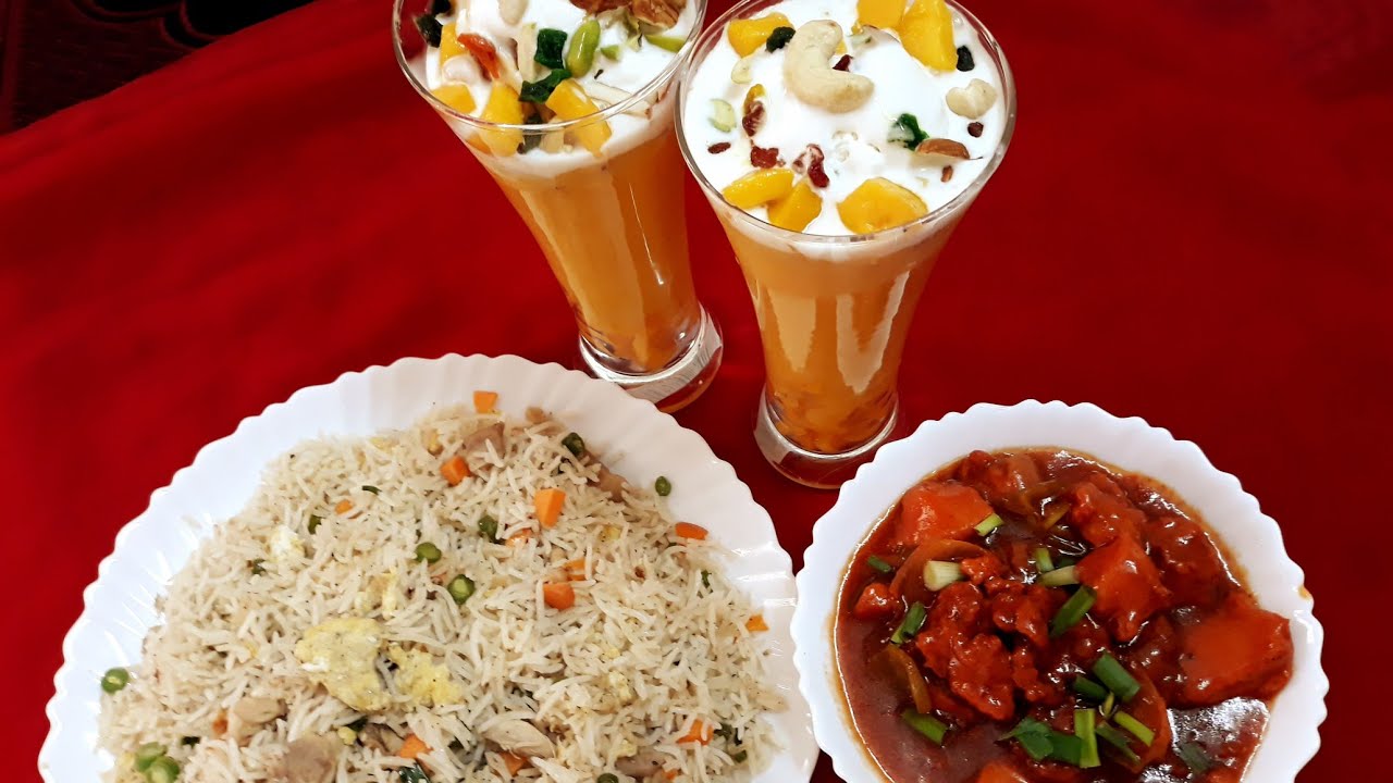 Special lunch or dinner chicken fried rice| chicken chilli mango mastani recipe in urdu hindi