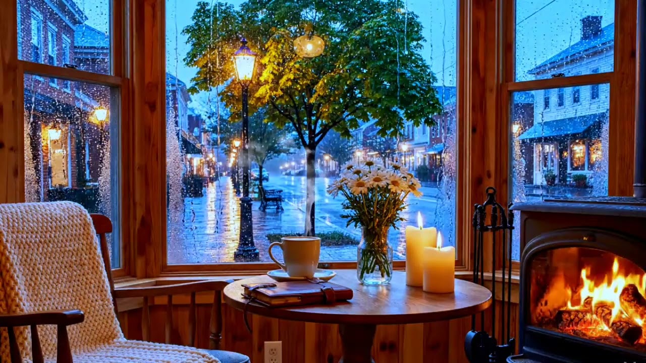 Heavy Rain Outside, Warm Cafe Inside ☕🌧️ Smooth Jazz Piano Ambience 🔥