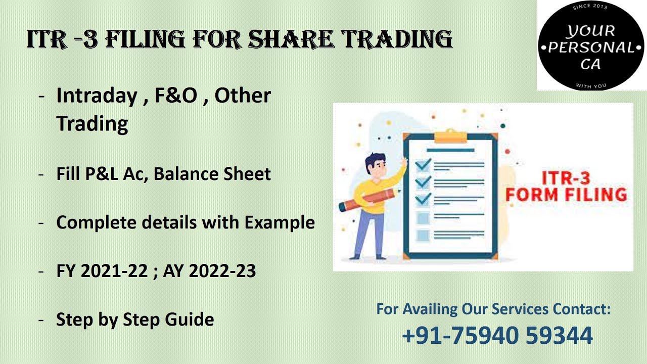 ITR- 3 Filing For Share Trading | Accounts case  | Malayalam |  Demo