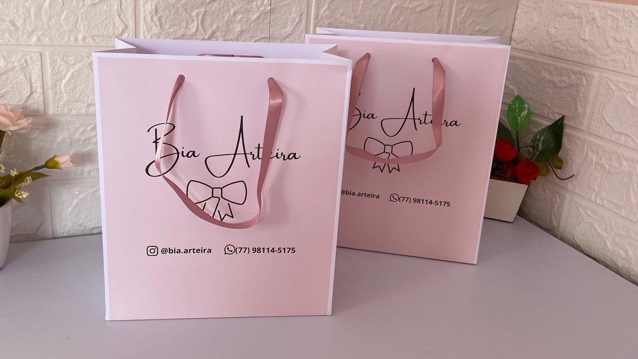 Como fazer SACOLA de PAPEL 🎀 Sacola tamanho G 🎀 Sacola para Laços 🎀 Sacola Personalizada 🎀
