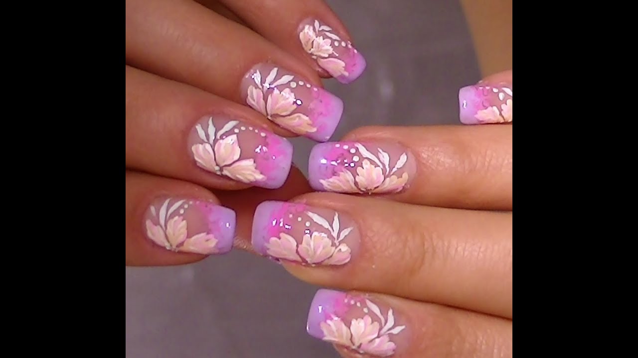 Delicate nail art,video tutorial sweet flower design