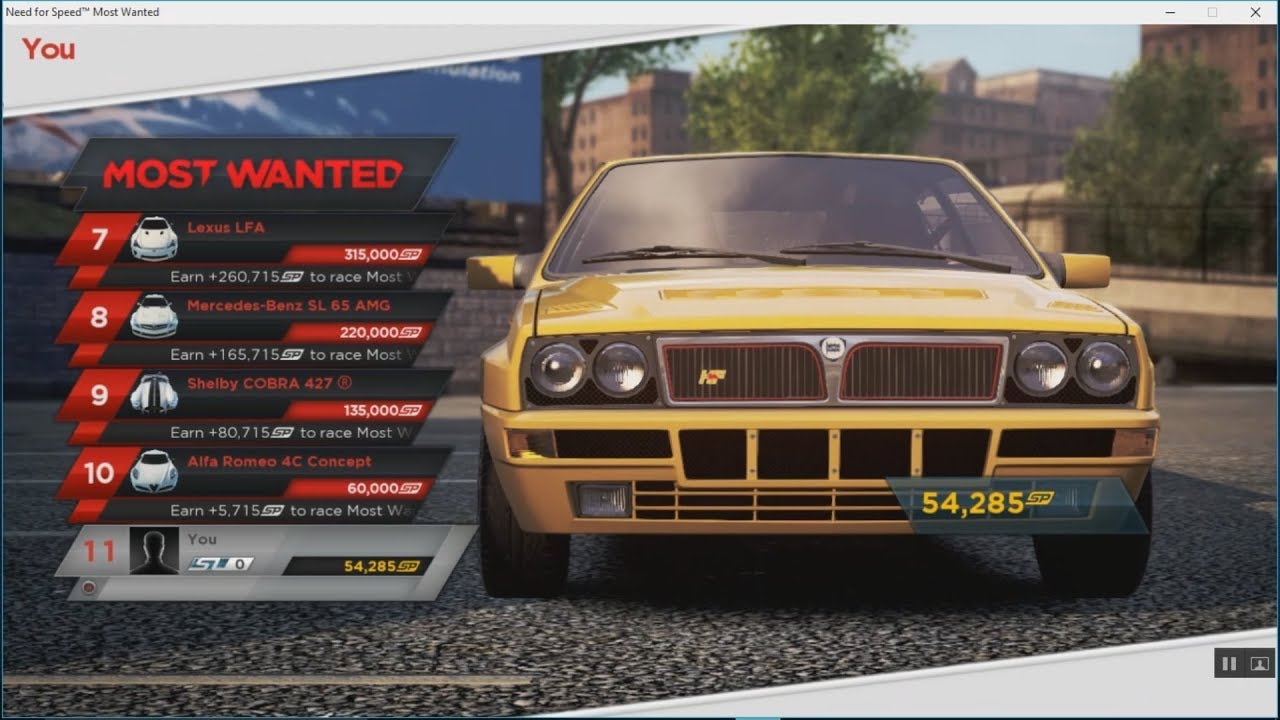 Lancia Racing, need for speed most wanted, game play