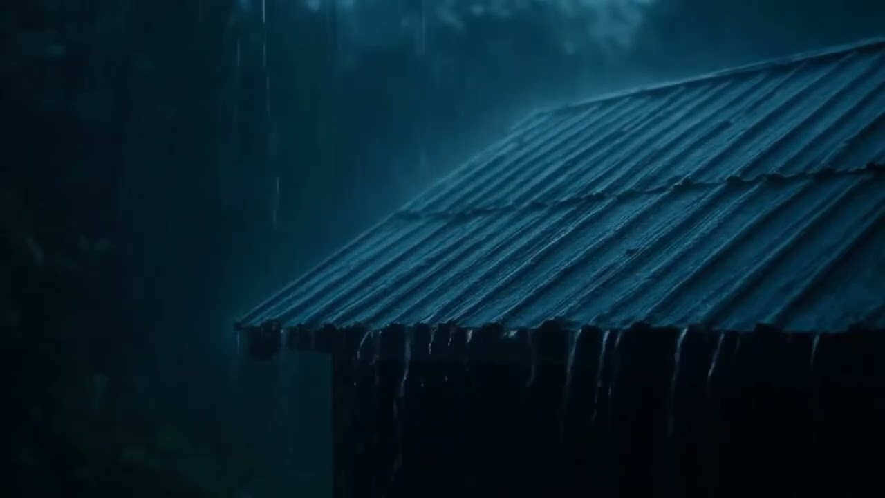Powerful Rainstorm at Night | Relaxing Roof Rain for Sleep 24/7