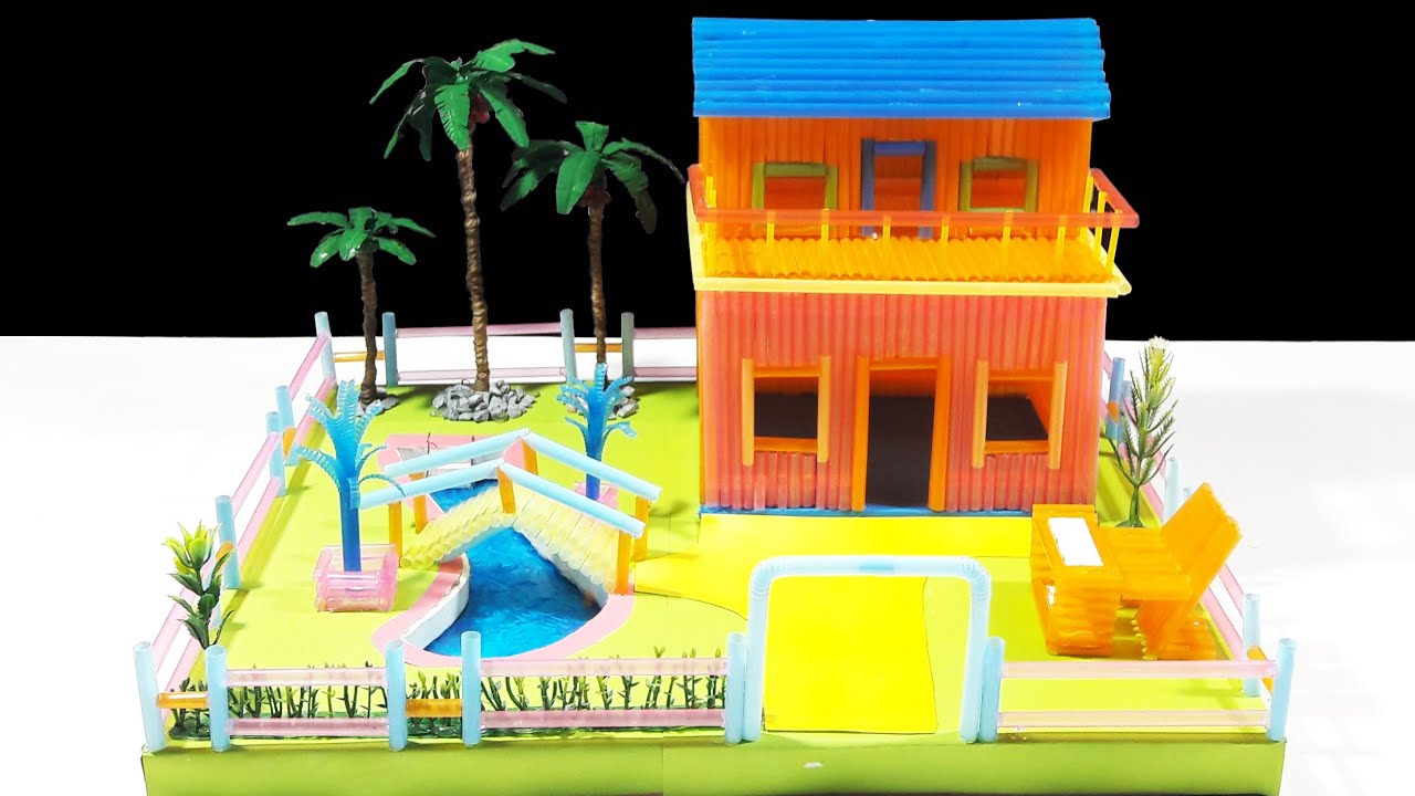 How To Make A Beautiful Straw House With Swimming Pool || DIY Straw House