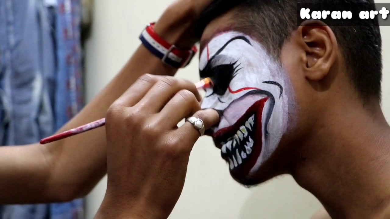Joker face painting , joker face Makeup #artwithkaran #joker #makeup