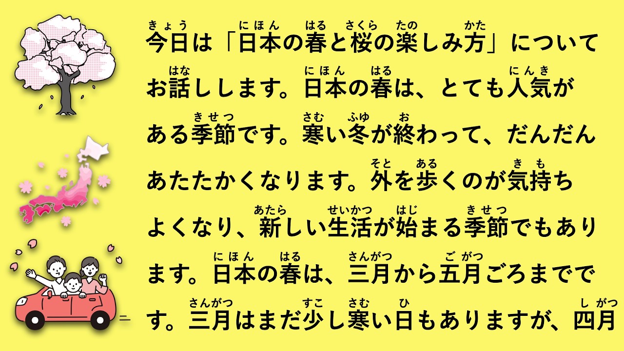 【JLPT N4】日本の春と桜の楽しみ方 #179