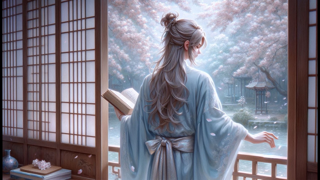 Aquamarine Spring Shoin Library | Quiet Japanese Reading Room Cherry Blossoms –30 Min Study Ambience