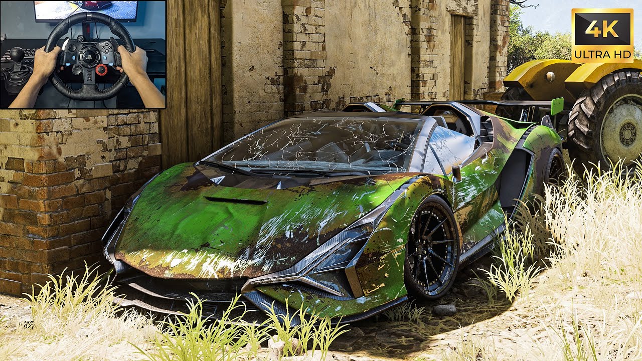 Rebuilding Lamborghini Sian Roadster - Forza Horizon 5 Logitech G29 Stering Wheel Gameplay