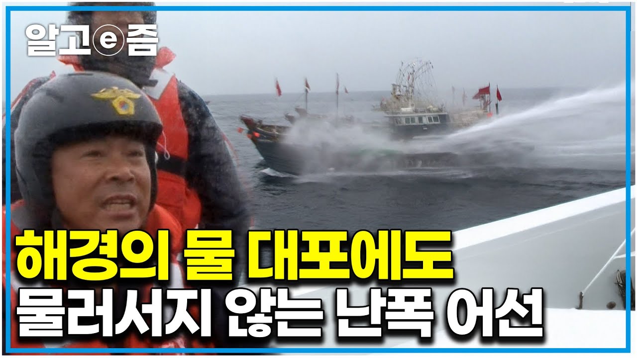 "자식을 육지에 두고 매일 목숨 건 사투 " 경찰도 목숨 걸고 싸워야 하는 상황, 대열을 갖춰 반항하는 불법 선박에 목숨 걸고 한국 바다를 지키는 해양 경찰들｜다큐인｜알고e즘