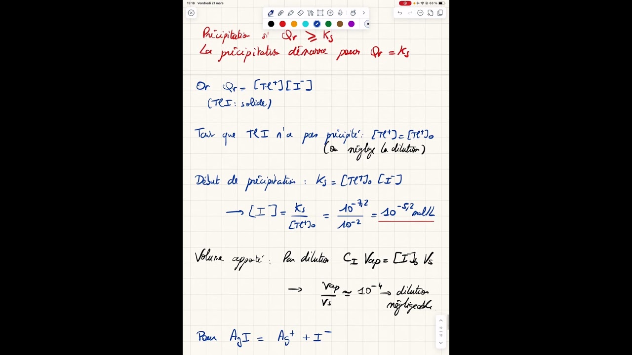 Vidéo de correction d’un exercice de précipitation : précipitations compétitives