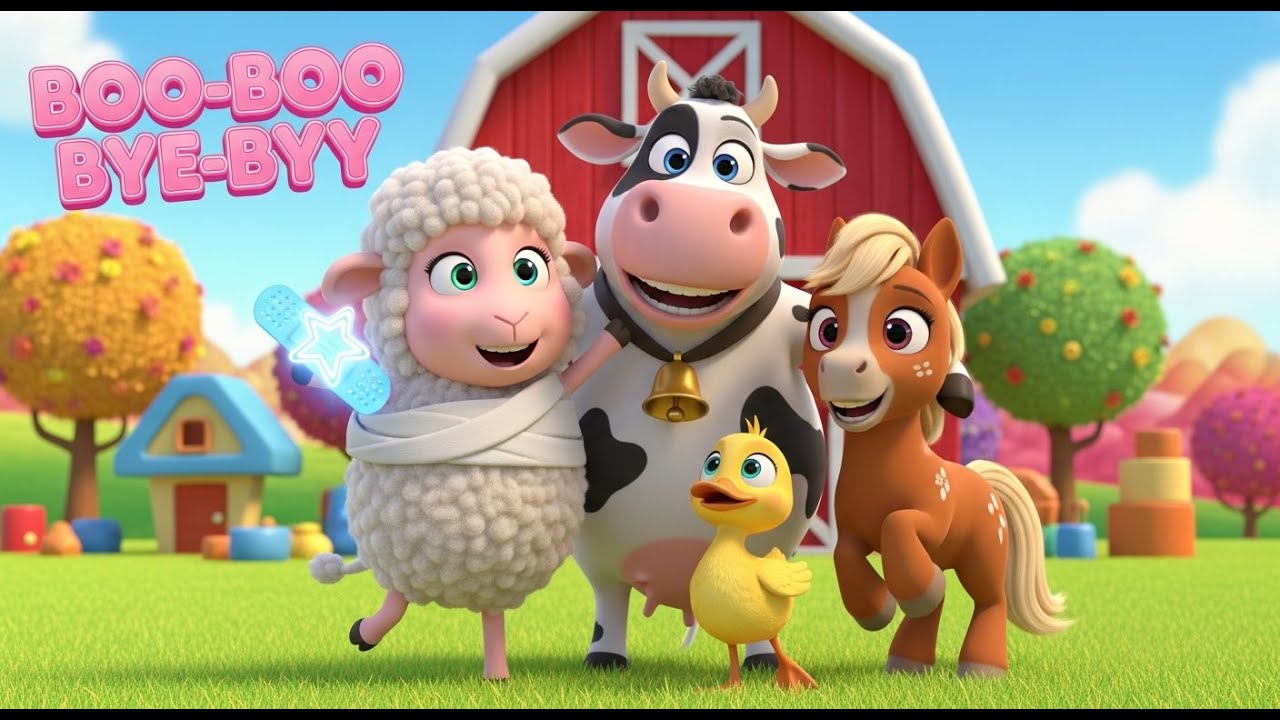 Boo Boo Bye-Bye! 🩹 Kid's Song & Nursery Rhymes for Toddlers | Pixar-Style 3D Farm Animals