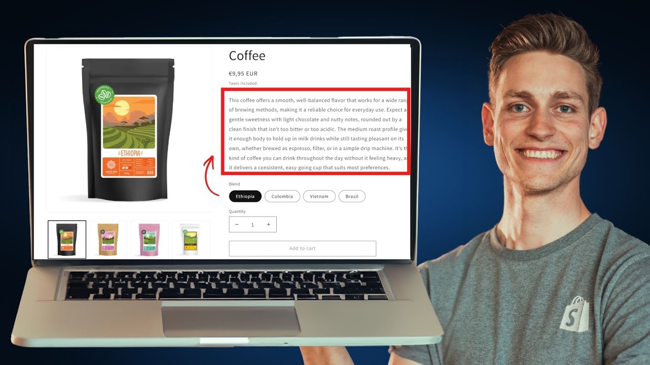 Описание вариантов товаров Shopify &ndash; руководство по теме Dawn