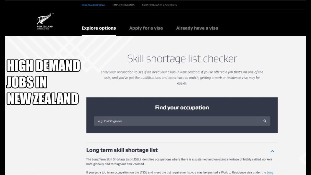 High demand jobs in New Zealand as of 2021