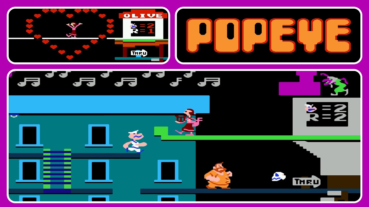 Popeye (NES 1982) | Player B | Full Game | No Commentary