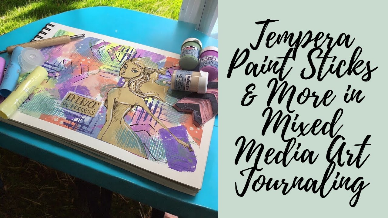 Tempera Paint Sticks & More in Mixed Media Art Journaling #temperapaintsticks #artjournaling