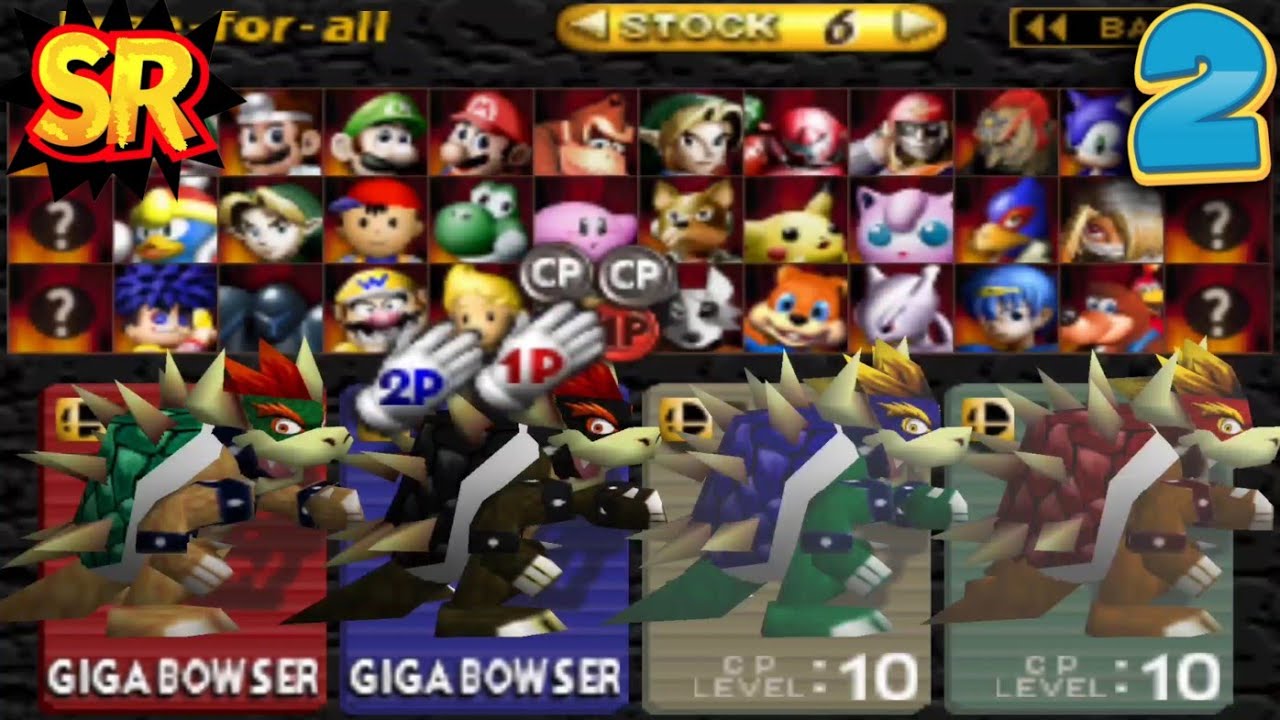 Smash Remix - Giga Bowser is FAT, GIANTS💥 - FREE FOR ALL - Multiplayer Gameplay - N64