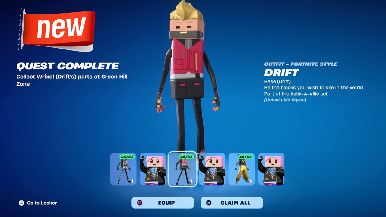 How to EASILY get Drift Wrixel Style in Fortnite (Collect 4 Wrixel parts at Green Hill Zone)