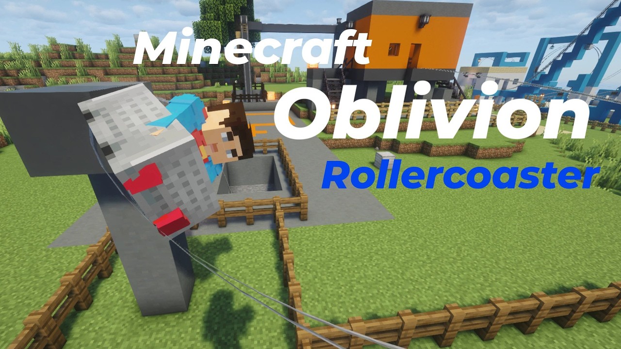 Minecraft Oblivion Roller Coaster recreation | Alton Towers Vertical Drop POV